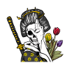 Japanese Skeleton Samurai Geisha