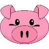 Pigs head pink funny