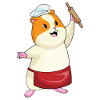 Hamster als Bäcker mit Nudelholz