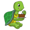 Turtle with cake