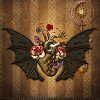 Stunning steampunk heart with wings