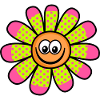 Pink Green Happy Floral Cartoon
