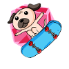 Dog as skater with skateboard