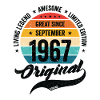 Retro 55 Years September 1967 Birthday Vintage
