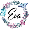 Eva, nom, lettrage, couronne de fleurs, cadeau