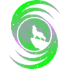 Il lupo che ulula alla luna nella galassia - Verde