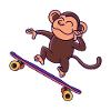 Skateboarder Funny monkey on skateboard