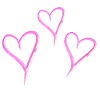 three hearts glitter pink love