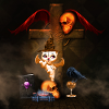 Macabre scene with Enchanted Cat