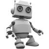 Funny white robot in 3D