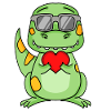 Dinosaurs with sunglasses and heart