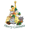 Katzen bilden eine Weihnachtsbaum Pyramidekinderki