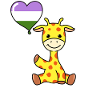 Giraffe with Genderqueer Pride Balloon