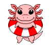 Axolotl Swimming Lifebuoy