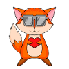 Fox with sunglasses and heart