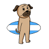 Surfboard Dog Pug Surfing Gift