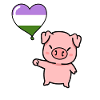 Pig Heart Balloon Genderqueer Pride