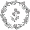 Illustration Tulip Wreath Grayscale
