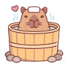 Söt Capybara njuter av Hot Tube Soak