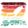 Diver Silhouette on Retro Rainbow Stripes