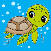 Turtle, cute animal, ocean