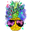 Bunte Ananas mit cooler Sonnenbrille