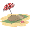 Hamsters on the beach sunbathing