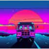 Van 80s Synthwave Sunset Miami