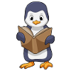 Pinguin als Nerd mit Buch