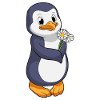 Pingouin avec marguerites