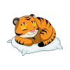 Tiger sleeping with pillows