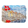 Copenhague Danemark Aquarelle Sketch Illustration
