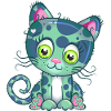 Green Spotted Kitten Cartoon