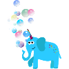 elefant ,seifenblasen,bunt,illustration