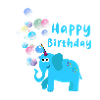 hayppy birthday, elephant, soap bubbles