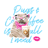 Funny pug dog head dog