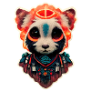 Red Panda Shaman Spirit Synthwave Galaxie