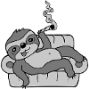 Smoking sofa sloth chills