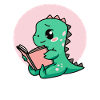 Mignon livre lisant Dinosaure