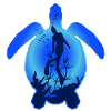 Sea Turtle and diver girl