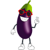 Cheerful eggplant says moi