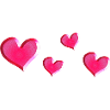 four hearts pink glittery