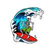 Seleton Surfer Surfing