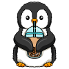 Penguin drinks bubble tea