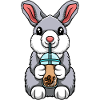 Rabbit drinks bubble tea