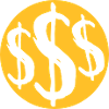 3 dollar signs round