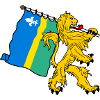 Lion with flag Flevoland the flag