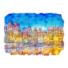 Amsterdam Pays-Bas Aquarelle Esquisse Illustrati