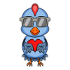 Chicken with sunglasses and heart