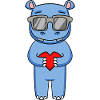 Hippo with sunglasses and heart